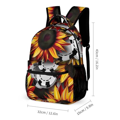 Sunflower Wsop Poker Funny Backpack Set with Lunch Bag And Pencil Case Lightweight Bags Sets2