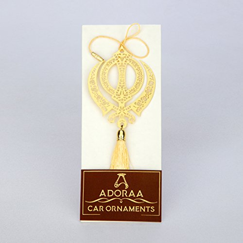 ADORAA's Sikh Punjabi Khanda Hanging Decor for Car's Rear View Mirror in Brass