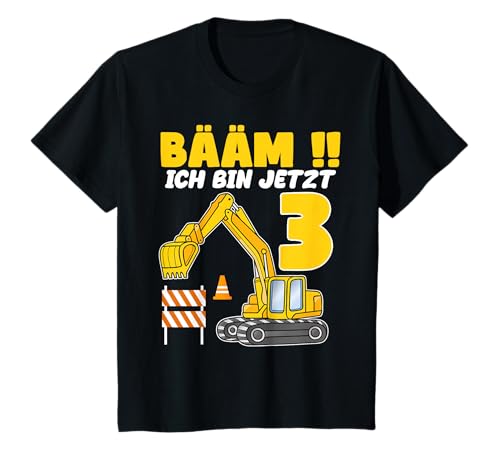 Bääm ich bin 3 Geburtstag Bagger 3 Geburtstagsshirt Junge...