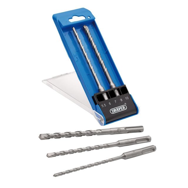 Draper 5pcs SDS Plus Centric Tip Drill Bit Set, 12427, Tungsten Carbide Tip, Double Flute, for Concrete Masonry, Brick, Stone - Image 3