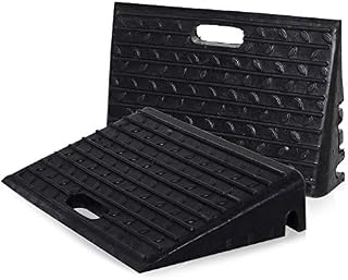HOMCOM Set of 2 Rubber Kerb Ramps for Car Caravan Trailer Wheelchair Disabled Accessory Mobility Threshold Ramps