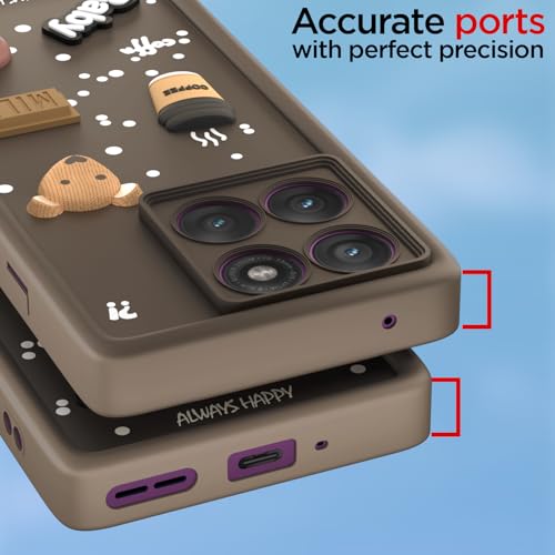 Image of Pikkme Back Cover for Motorola Moto Edge 60 Pro 5G | Cute Fun Cartoon 3D Bear Silicone Full Body Protection Bumper Case (Brown)