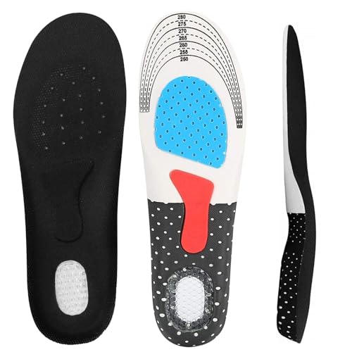 Mens Gel Sports Insoles for Football Boots & Rugby Boots Shock-Absorbing Metatarsal Cushion with Arch Support Breathable Design for Soccer Rugby & Cycling