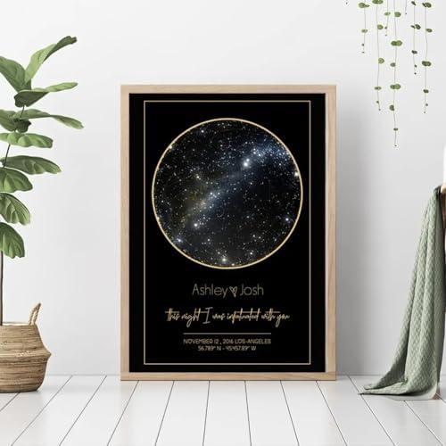 Lienzo personalizado con mapa de estrellas y cielo nocturno, rega...