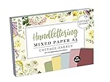 Handlettering Mixed Paper Block Cottage Dreams - Gelb, Grün, Blau, Rosa, Rot - A5: 75 Feste Motivpapiere A5 in 5 Cottagefarben. Mit Handlettering-Grundkurs