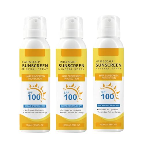 Image of Hair & Scalp Sunscreen Spray SPF 100, Sun Protection for Hair, Hairs Sun Protection Spray, Weightless Invisible Mist UV Protection Hair Sunscreen, Beach Pool Essential for All Hair Types (3PC)