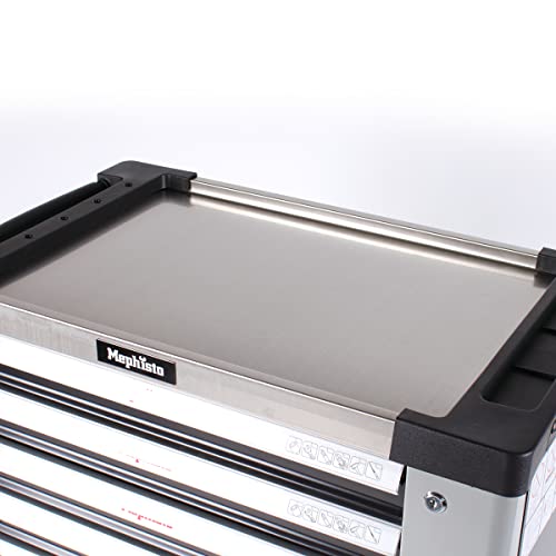 Mephisto Werkzeugwagen Werkstattwagen mit 9 Schubladen Davon 9 Schubladen mit Werkzeug wie Schraubenschlüssel, Ratsche mit Nusskasten, Engländern usw. in Soft Inlays in Carbonoptik befüllte – Bild 4