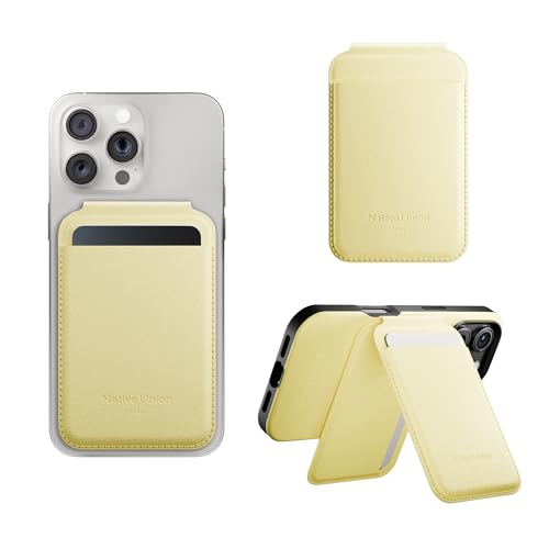 Porte-carte MagSafe Native Union avec support jaune citron pour iPhone 16 15 14