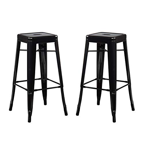 SKLUM Pack 2 Taburetes Altos LIX Acero Negro - (Elige Color)