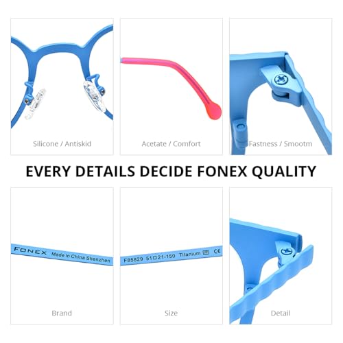Image of FONEX Colorful Pure Titanium Glasses Frame Women Retro Round Eyeglasses F85782