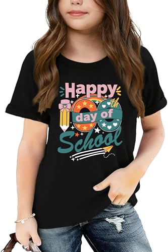 Image of Ithalt 100 Days of School Shirt for Kids Boys Girls Happy 100th Day of School Tshirt Kindergarten Tops 4-11y