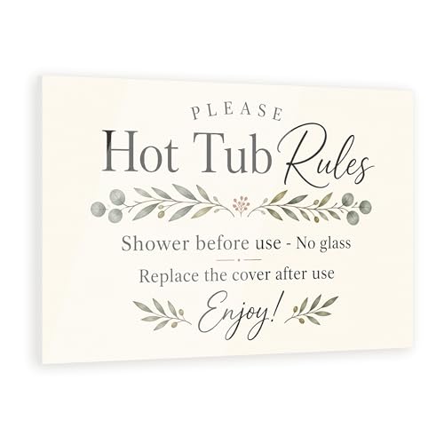 Hot Tub Rules Sign for Vacation Rentals - Clear Acrylic, Modern - 3.5x5