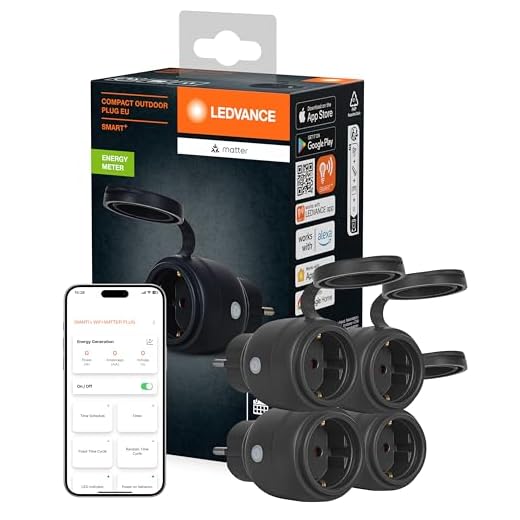 LEDVANCE SMART+ MATTER Outdoor Plug, prise extérieure compacte avec contrôle de la consommation d'énergie, contrôlable via Matter over WiFi, compatible avec Alexa, Google Home et Apple, pack de 1