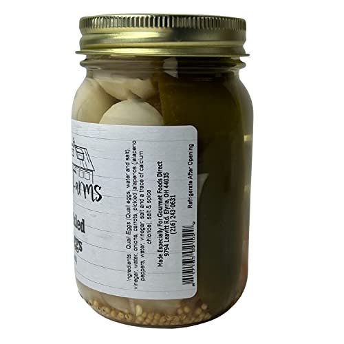 Redhawk Farms Mild Pickled Quail Eggs - Fresh Quail Eggs Hard Boiled & Pickled In A Flavorful Vinegar Brine - Gourmet Snacks & Garnishes - Made In The USA (16 oz, Pack of 2)