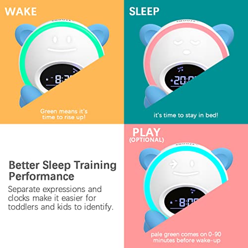 Windflyer Ok To Wake Clock For Kids, Sleep Training Clock With Night Light And Sound Machine, Kids Alarm Clock For Bedrooms, Blue #TOP1