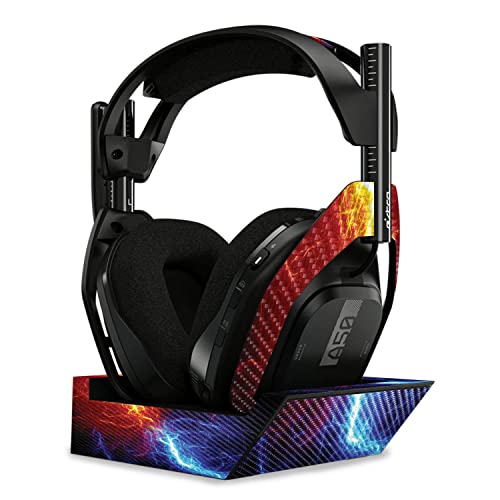 Image of MightySkins Carbon Fiber Skin Compatible with Astro A50 Wireless Headphones + Base Station (Gen 4) - Color Lightning | Protective, Durable Textured Carbon Fiber Finish | Easy to Apply