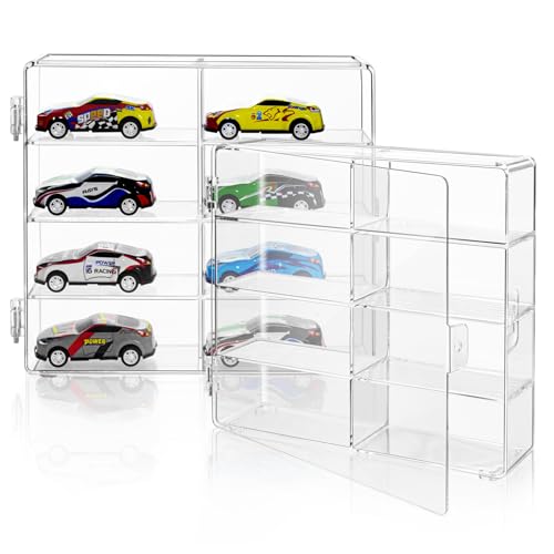 2 Pack Display Case for Hot Wheels Storage, Fit for 1:64 Scale Vehicles, 1/64 Scale Toy Model Cars Display Case-2 Pack