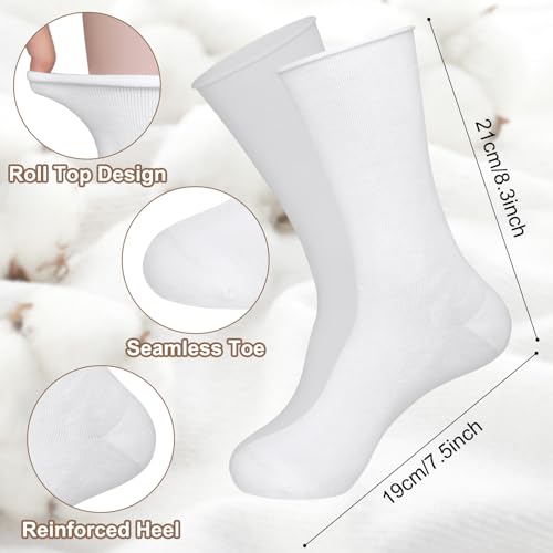 5 Pairs Slouchy Socks for Women, Crew Cotton Socks with Cute Roll Top Casual Calf Long Sock3