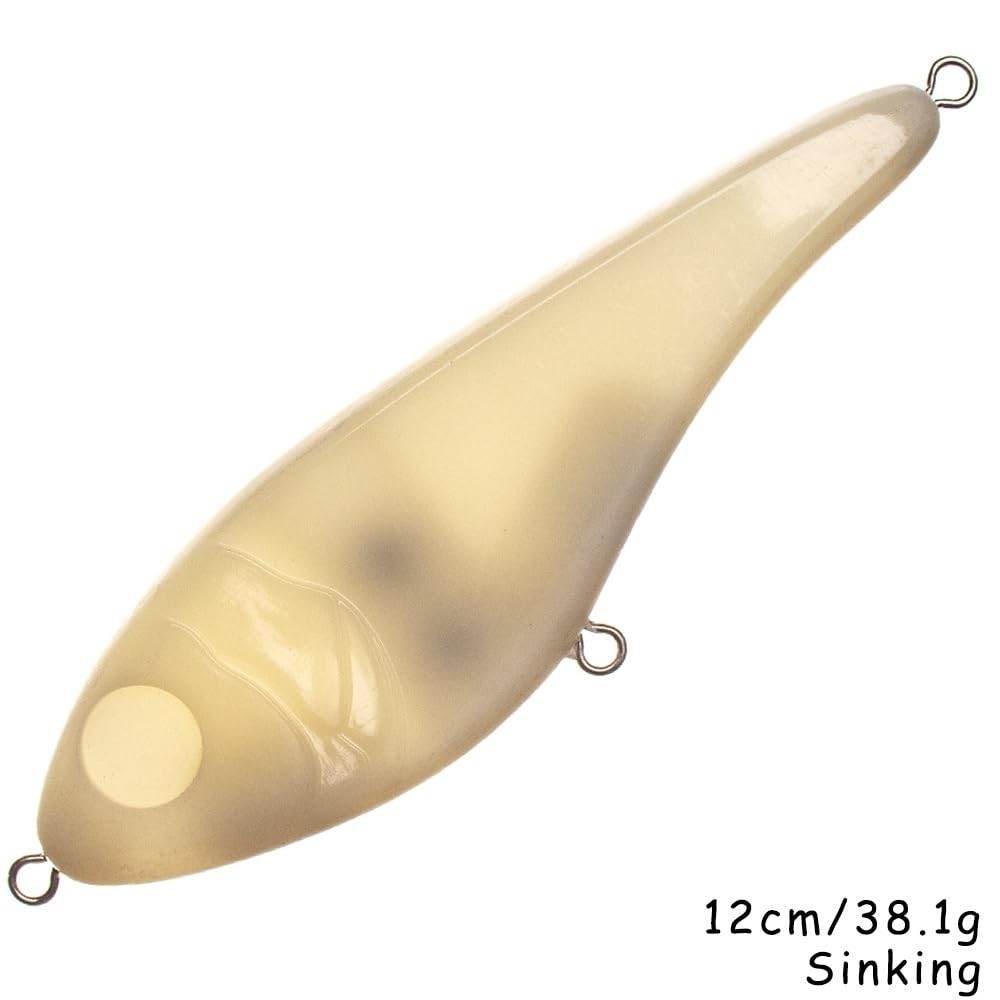 Cebos for Lucio en Blanco, 10 Uds., 12cm/38,1g, Fregadero Lento, sin Pintar, Señuelos de Pesca Artificiales, cebos Duros DIY, Aparejos almizclados