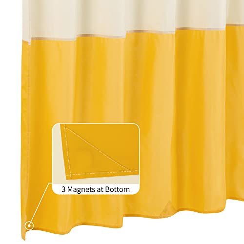 Image of ALYVIA SPRING Waterproof Fabric Shower Curtain or Liner Cream /Yellow, 72x72 | 3 Magnets, Soft Cloth & Hotel Quality, Machine Washable, Light-Weight, Standard Size