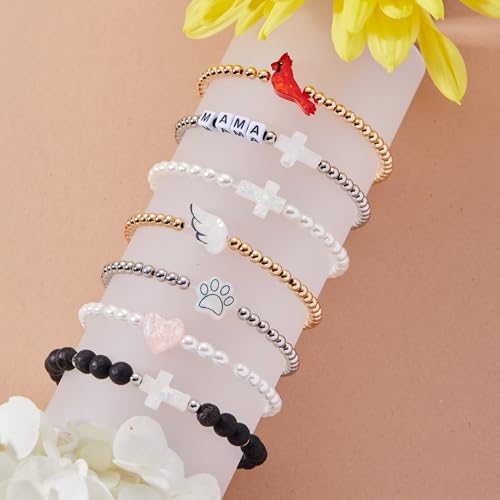 Holy Water Inspirational Stretch Bracelet For Women 3 Colors Options (Crystal Pearl 3 Pack)3