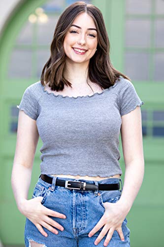 Women's Leather Ratchet Belt, Trim to Fit 18"- 44" Waist, No Holes, Packed in a Gift Box (W723X Black, 25mm Wide)4