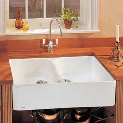 Franke : MHK72035WH 35 Double Bowl Fireclay Sink