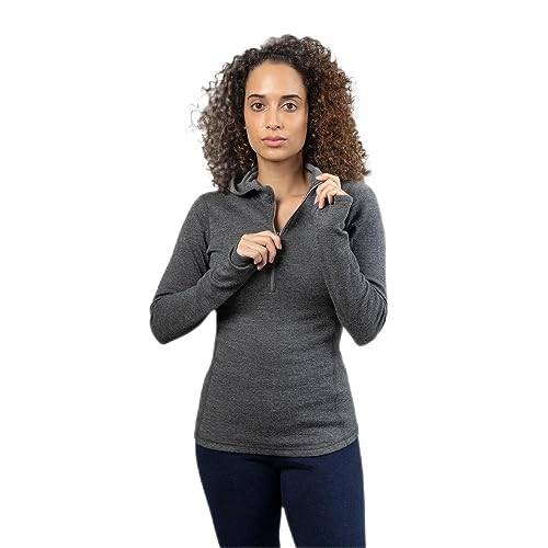 AoA Women’s 230 Royal Alpaca Base Layer: (Half Zip Hoodie) Eco Hiking Sweatshirt