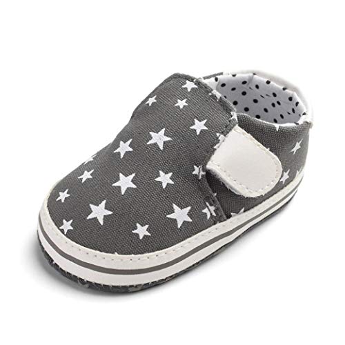 Zapatos de bebé, ASHOP Niña Niño Casuales Zapatillas del Otoño Invierno Suela Estrella Impresión Suave Bucle de Gancho Deporte Antideslizante del Zapatos 0-18 Meses (Gris,6-12 Meses)