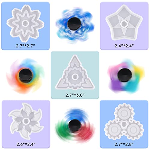 Image of NiArt Fidget Spinner Silicone Resin Mold Kit, 5 Molds, 10 Bearings Set | 5 Unique Designs For Epoxy UV Resin Casting, DIY Stress Relief Toys, Crafts & Gifts For Kids And Adults, Make 10 Spinners