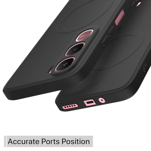 Image of Amazon Basics Back Cover for Vivo Y31 5G Soft Matte Silicone with Camera Protection | Mag-Safe Logo (Not Mag-Safe Compatible) | Shockproof Slim Fit Bumper Case (Black)