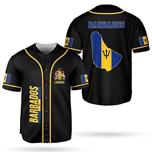 Podagree Personalized Barbados Baseball Jersey Shirt, Bajan Flag Jersey, Barbados Jersey for Men and Women Jersey Bajan (BBD11)