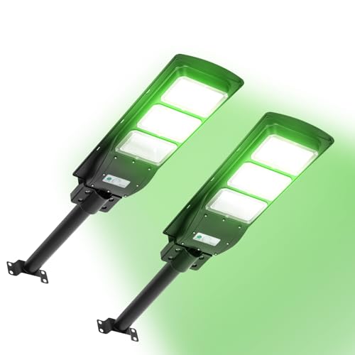 2 Pack Hog Hunting Lights, Solar 9000 Lumens Green Light for Hunting Hogs,Hog Lights Motion Activated Feeder for Night with 20