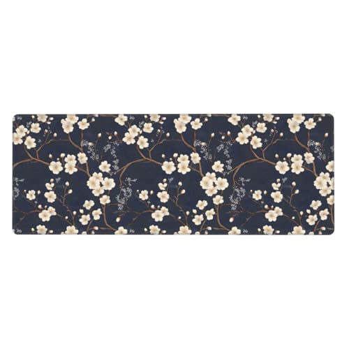 Grand tapis de souris de jeu blanc et noir tapis de bureau XXL en caoutchouc antidérapant avec bords cousus