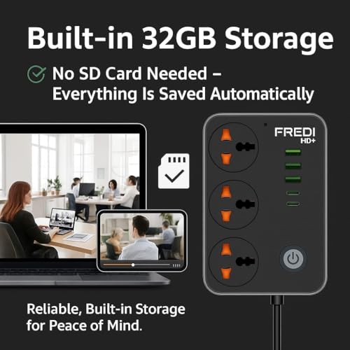 Image of FREDI HD PLUS WiFi Extension Board Camera 1080P | 32GB Inbuilt Storage | Live View on Mobile & Laptop | 24x7 Plug-in Recording | Power Strip Camera | Loop Recording | Indoor Home & Office Monitoring