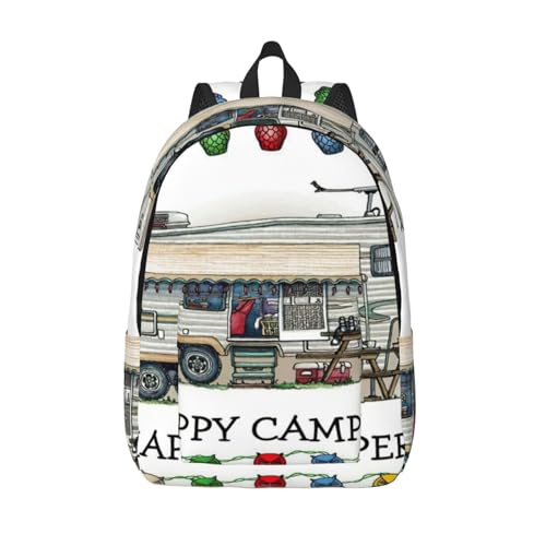 Sac à dos voyage imprimé Happy Camper pour ordinateur portable femme