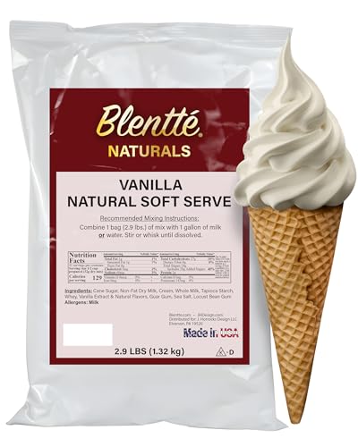 Blentte Soft Serve Ice Cream Mix - Natural Creamy Softserve Powder for Frozen Dessert Maker, Homemade Icecream, Gelato, or Yogurt - 4% Dairy Blend - Clean Label - Smooth Texture - Vanilla - 2.9 lbs