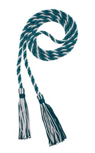 Image of Graduation Honor Cord - Teal /White - Every School Color Available - Made in USA