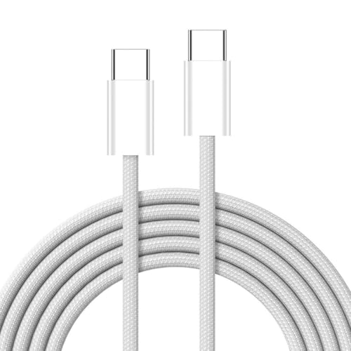 Image of Original USB-C to C Type Braided 1M Fast Charging Cable Compatible for iPhone 16 /16 Pro /Max /15 /15 Pro /Max /Samsung Galaxy S24 /S23 /S22 /S21 /iPad & More White