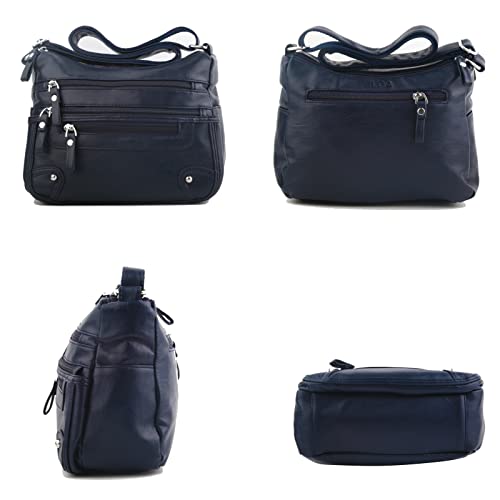 Image of ELDA 10 Pockets Crossbody Purses for Women Medium Pocketbooks Lightweight Ladies Satchel Bag Multi Pocket Shoulder Handbag