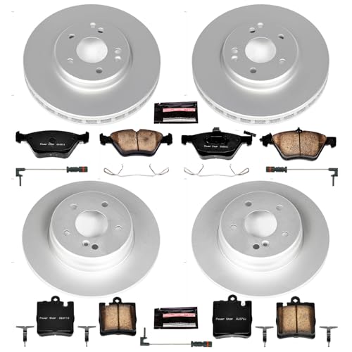 Image of PowerStop Front and Rear Brake Kit for Mercedes-Benz CLK430 2000-03 - Fully-Coated Disc Rotors with Z23 Carbon-Fiber Ceramic Brake Pads Upgrade, CRK6700