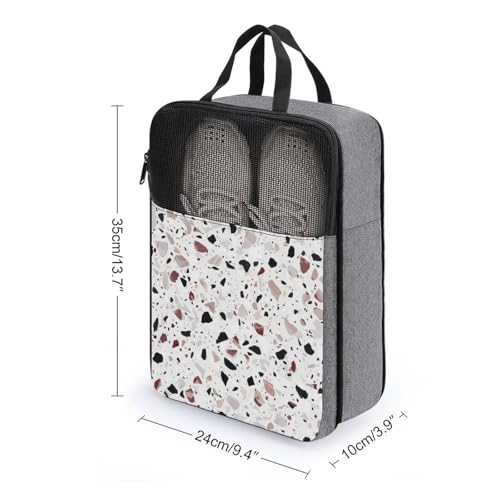 Sac à chaussures imprimé Terrazzo rouge avec système suspendu élégant
