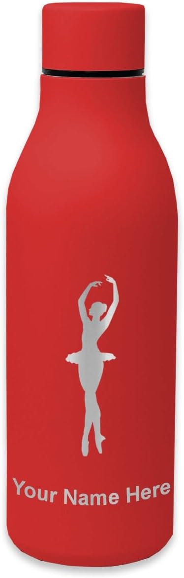 LaserGram Double Wall Stainless Steel Water Bottle, Ballet Dancer Woman, Personalized Engraving Included