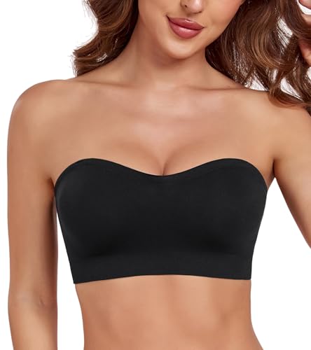 Image of Lemorosy Women's Wireless Bandeau Bra Multiway Bralette Seamless Non-Slip Silicone Comfortable Strapless Tube Top Bra