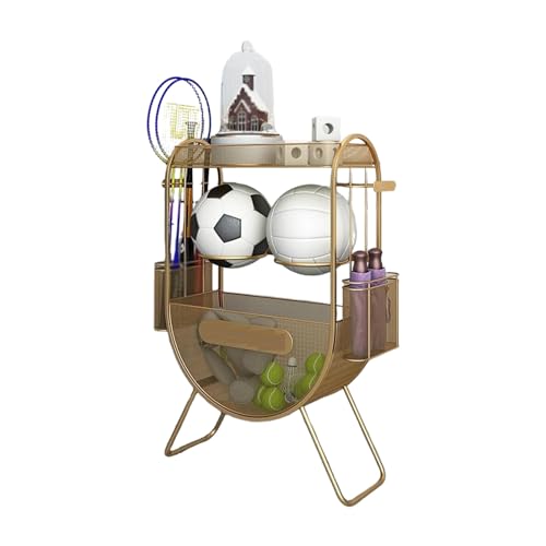 WXPXYBF Heavy Duty Tennis Racket Rack, 100kg Steel Floor Stand with Ball Basket, Holds 12 Badminton & Tennis Gear, Sturdy Organizer for Home Gym