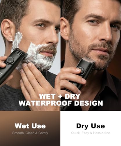 Image of Vacuum Beard Trimmer for Men, No Mess Trimming, 40 Adjustable Lengths Dial, Smooth Ceramic Blade for Sensitive Skin, Waterproof Wet /Dry, LED Display, USB-C Grooming Kit-Matte Black