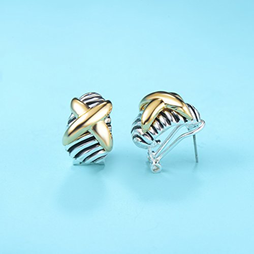 UNY Earring Cross Designer Inspired David Jewelry Antique Brand French Clip Twisted Cable Wire Gift2