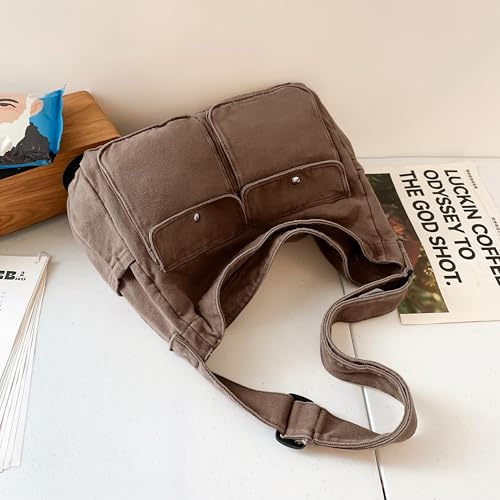 Image of Messenger Bag Hobo Crossbody Bags for Women Canvas Bag Crossbody Tote Bag Shoulder Bag