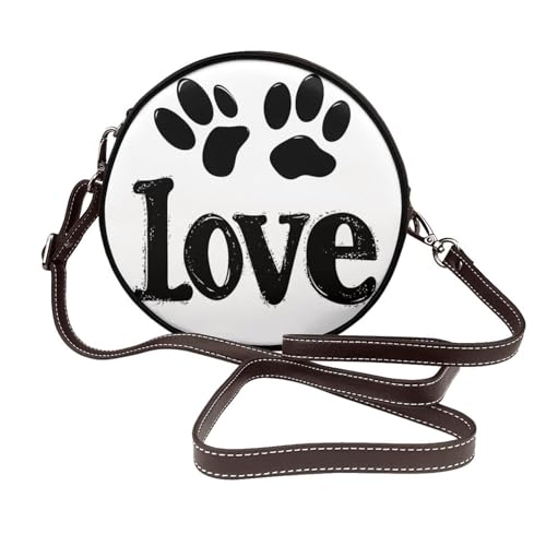 Sac rond Love Paw Print en cuir végétalien pour vos balades en ville