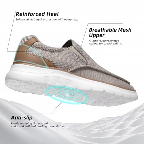 Image of Mens Casual Loafers Slip-on Boat Mesh Walking Shoes Business Oxfords Sneakers Work Comfortable Lightweight Soft Sole